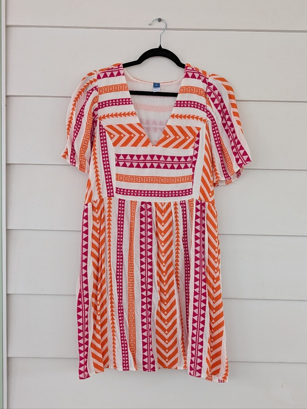 Old Navy Jacquard Mini Swing Dress in Pink and Orange, XL - Picture 2 of 7